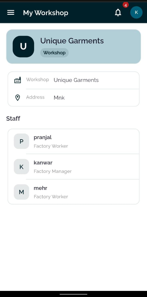Workshop Staff Roster in TailorInch